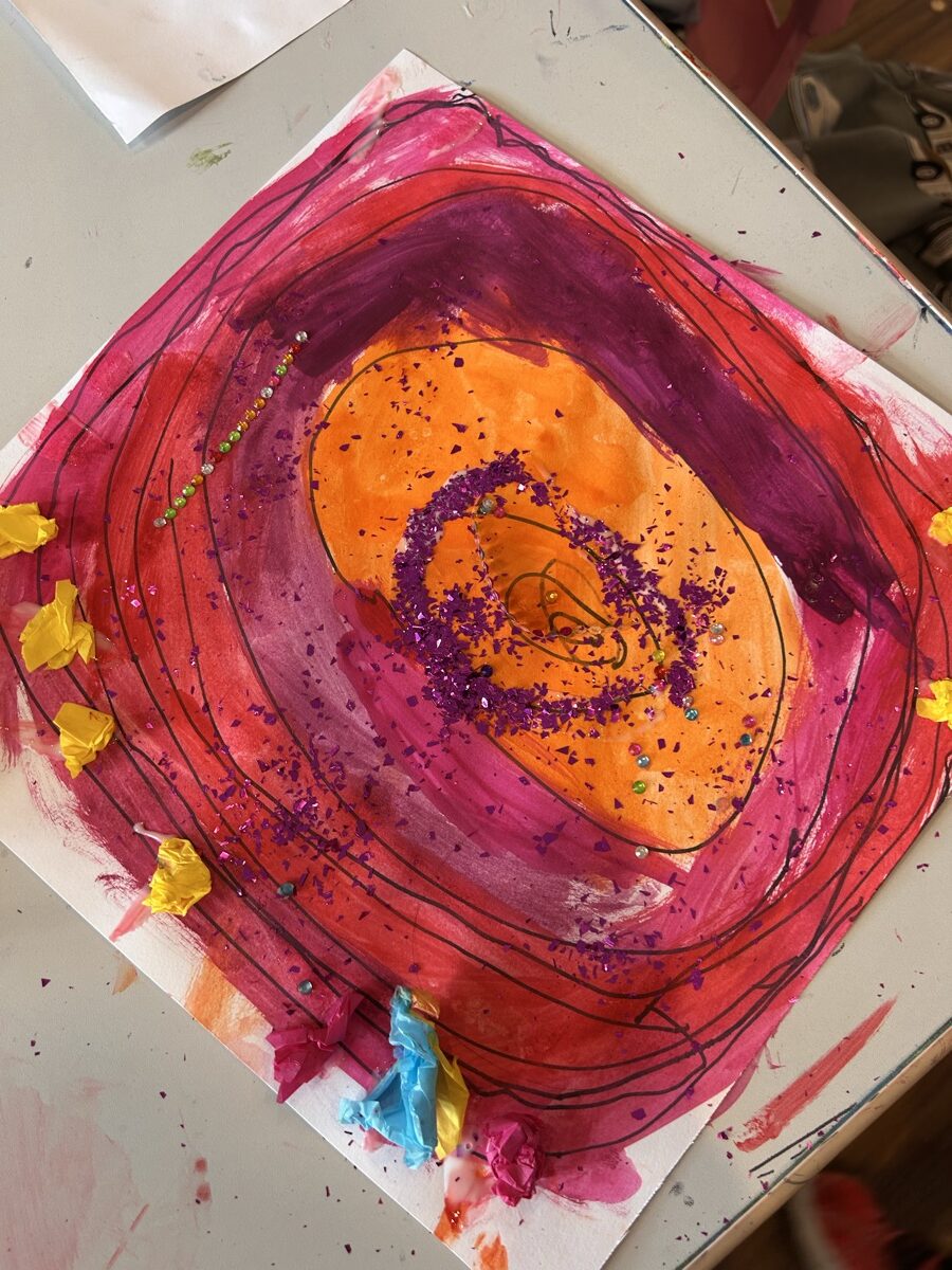 Children painting at a Mini Ivy art incursion